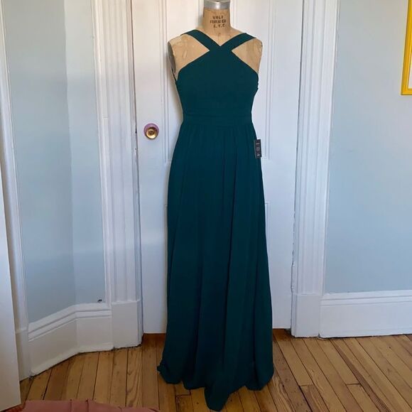 ✨NWT✨Lulus “Air of Romance” Forest Green Maxi Gown - Size XS - Picture 2 of 8
